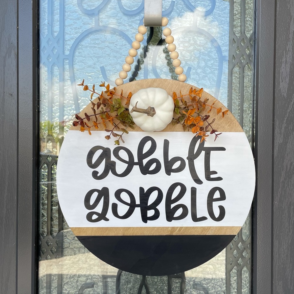 Thanksgiving Welcome Sign | Fall Wreath Gobble
